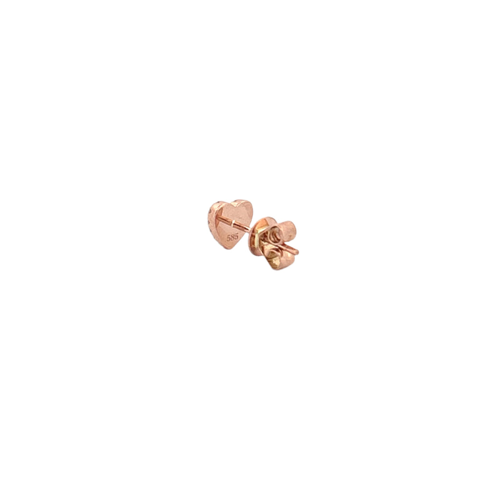 14K Gold Pink Mother of Pearl Heart Diamond Stud Earrings