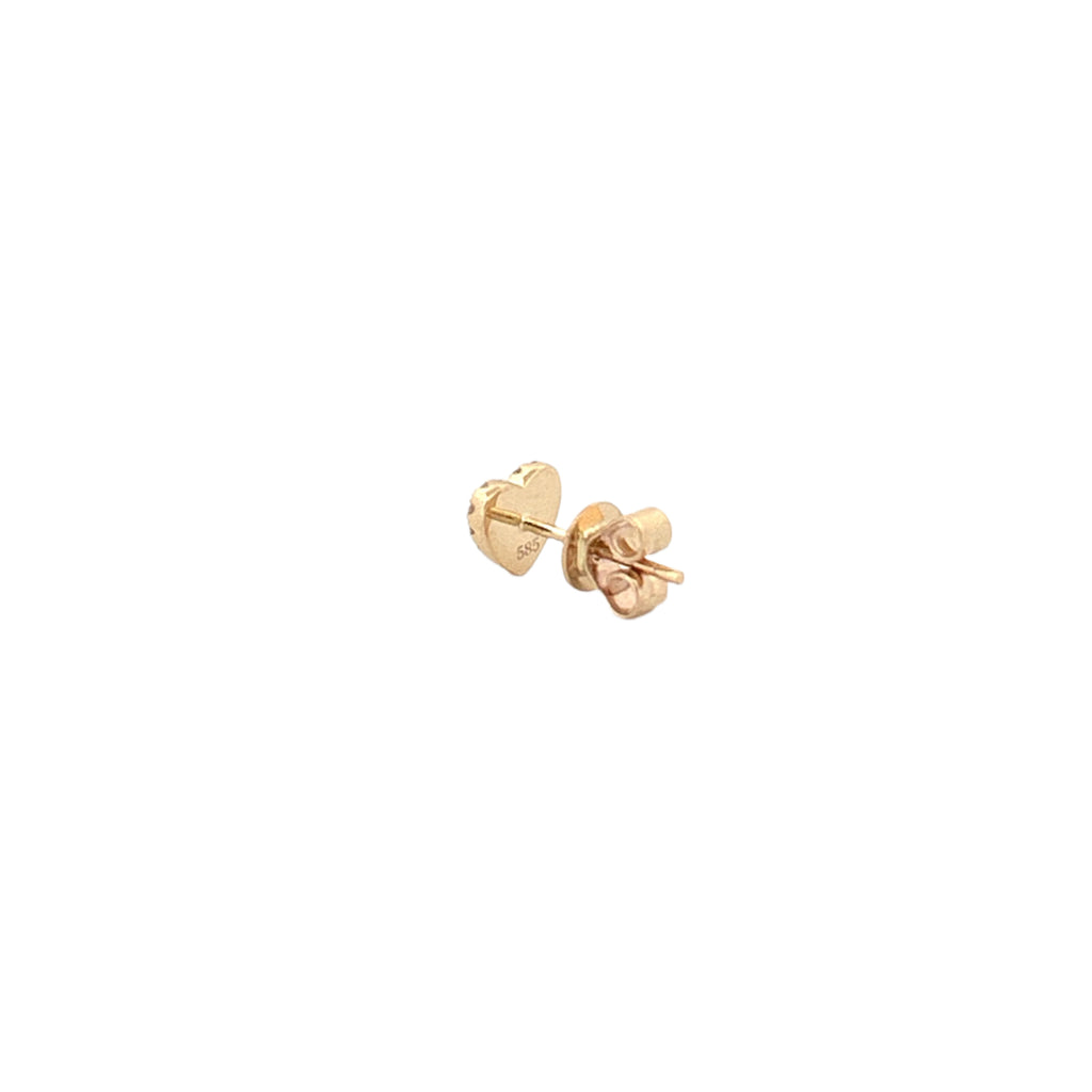 14K Gold Carnelian Heart Diamond Stud Earrings