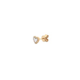 14K Gold Mother of Pearl Heart Diamond Stud Earrings