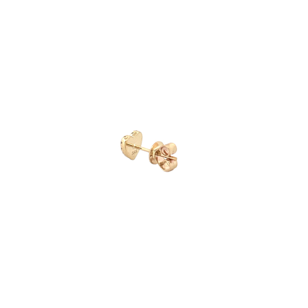 14K Gold Mother of Pearl Heart Diamond Stud Earrings