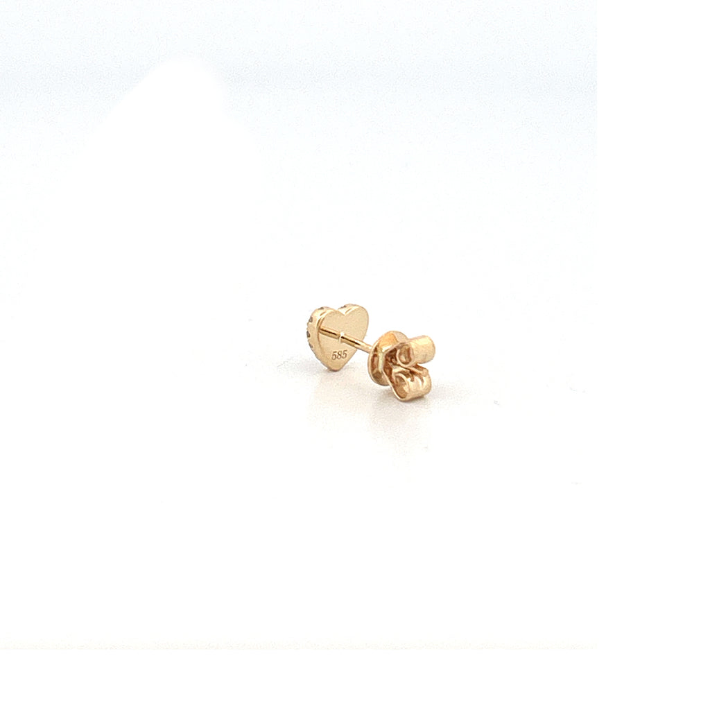 14K Gold Malachite Heart Diamond Stud Earrings