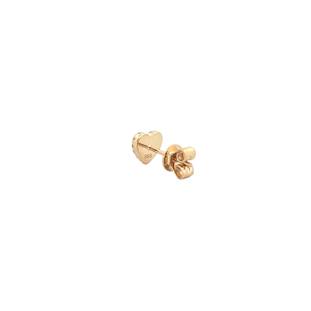 14K Gold Agate Heart Diamond Stud Earrings