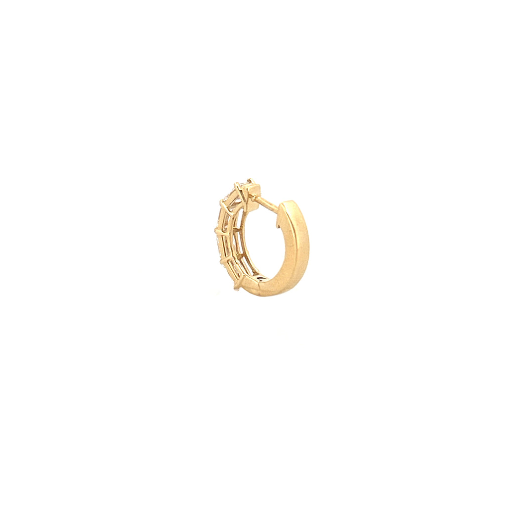 14K Gold Lab Grown Radiant Cut Diamond Huggie Earrings