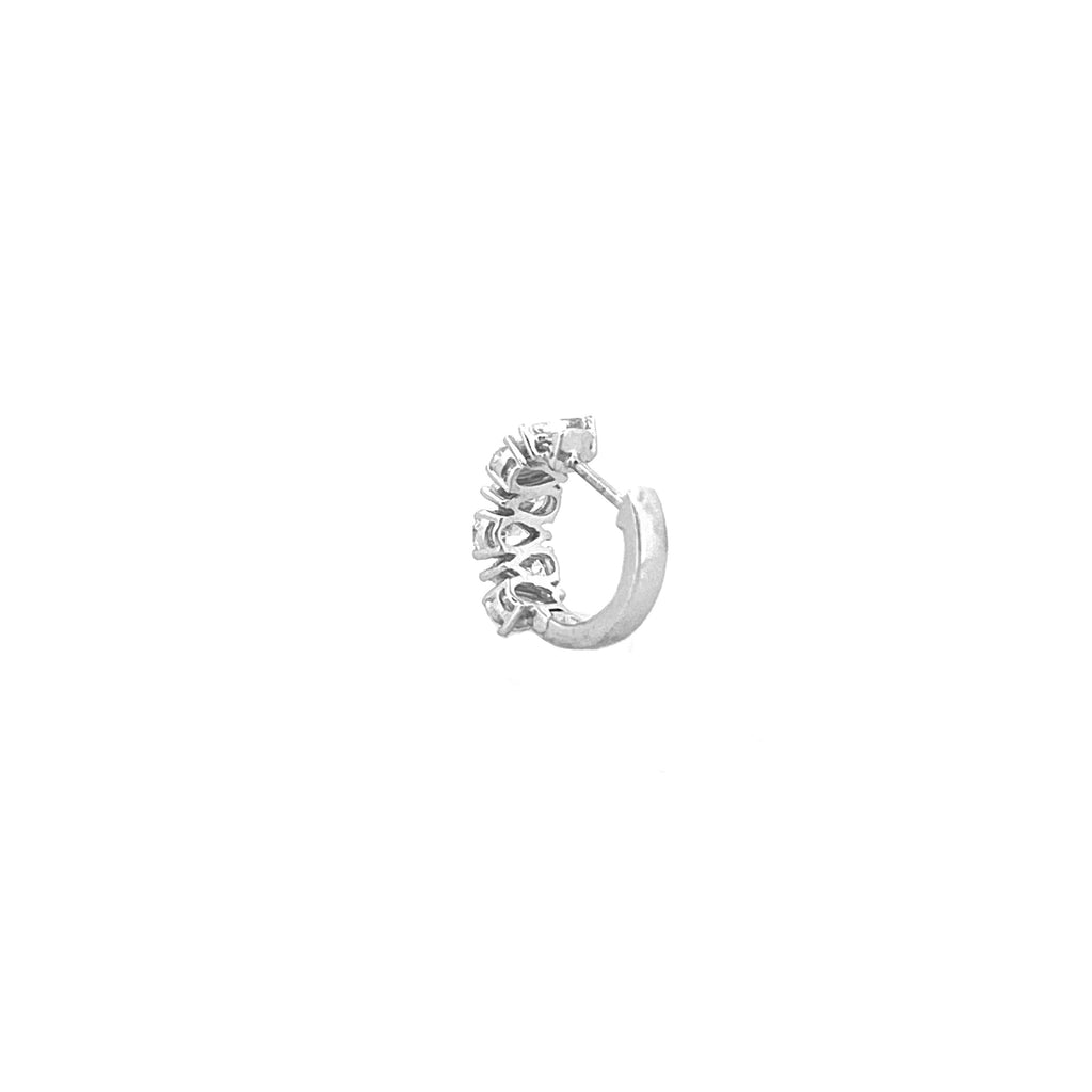 14K Gold Lab Grown Alternating Pear Cut Diamond Huggie Earrings