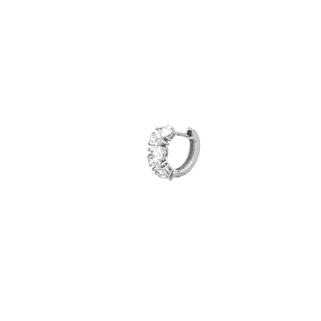 14K Gold Lab Grown Alternating Pear Cut Diamond Huggie Earrings