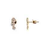 14K Gold Three Round Diamond Halo Stud Earrings