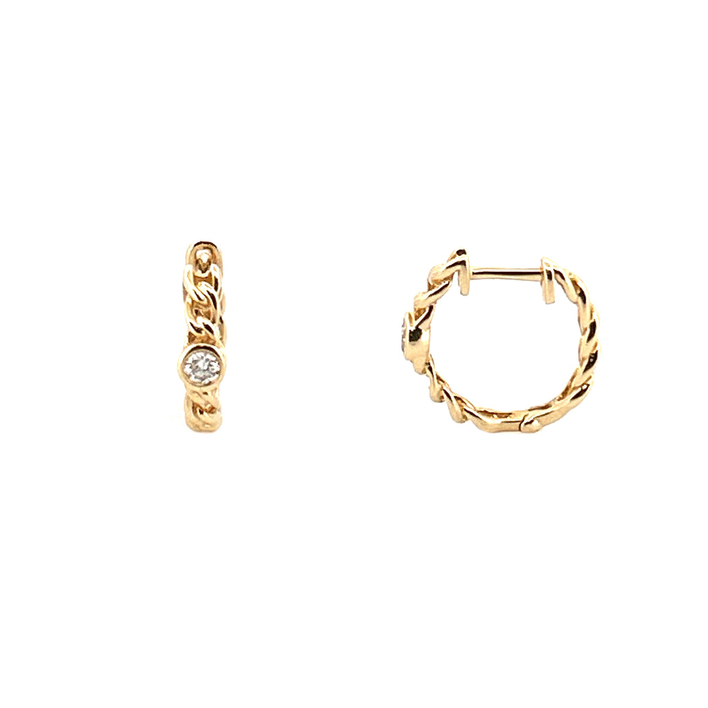 14K Gold Bezel Diamond Cuban Earrings