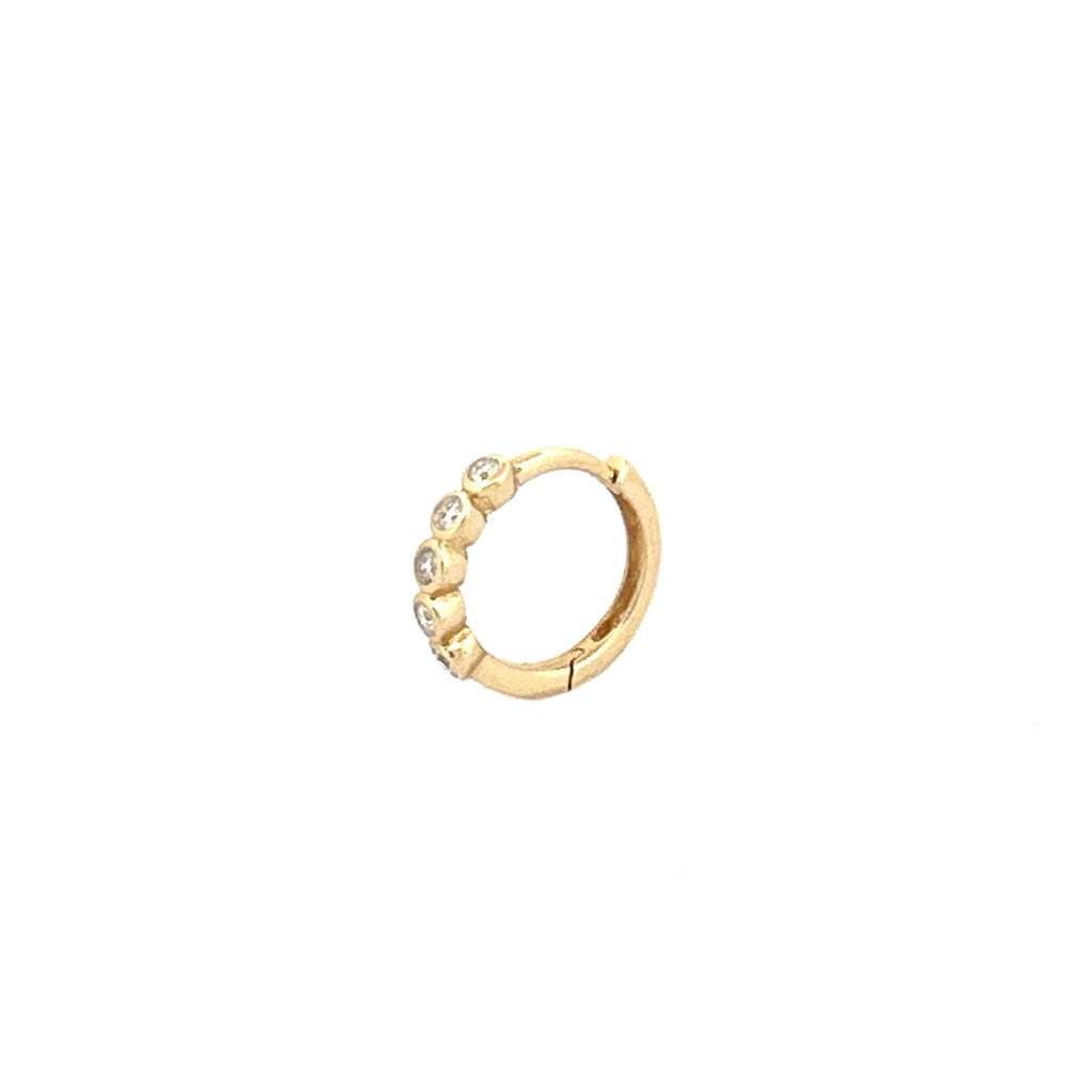 14K Gold Round Bezel Diamond Earrings