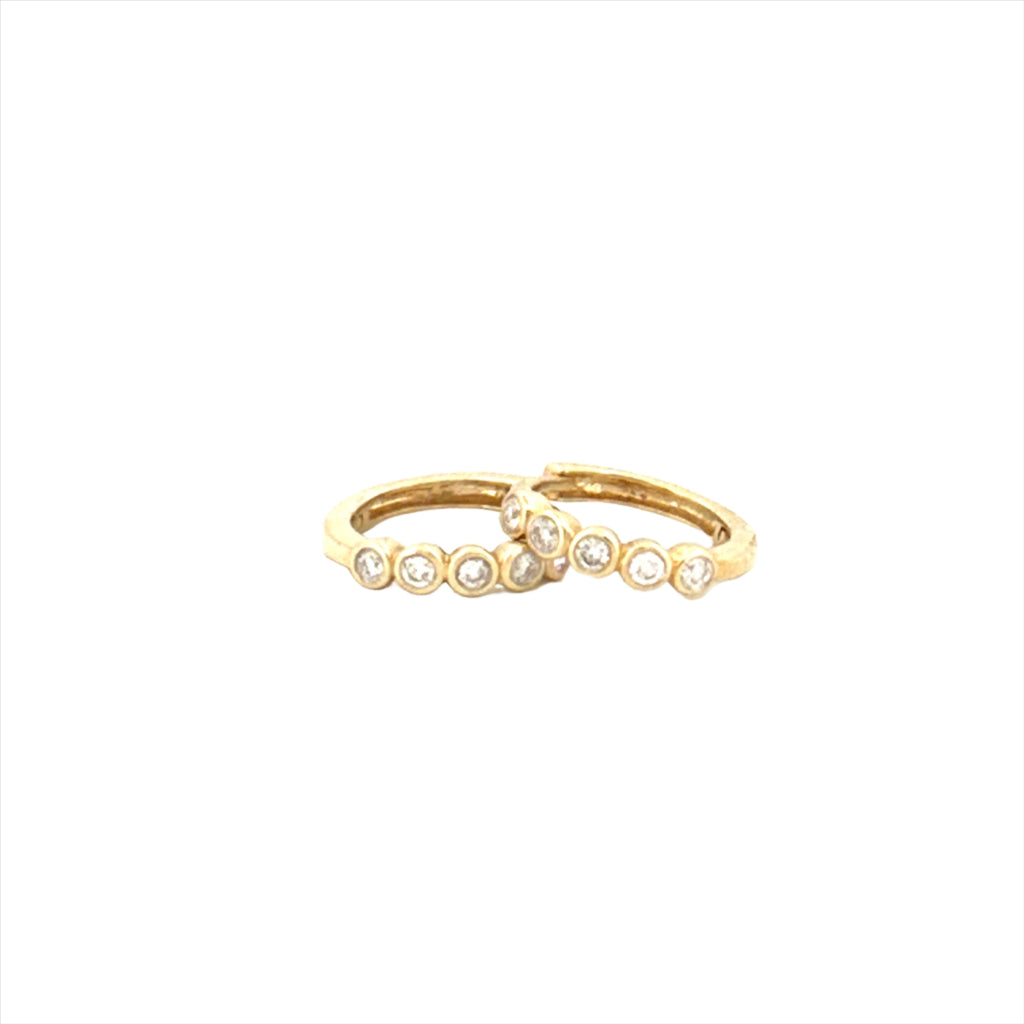 14K Gold Round Bezel Diamond Earrings