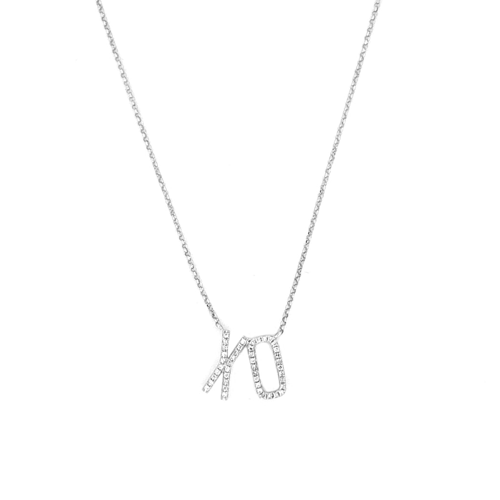 14K Gold XO Diamond Pendant Necklace