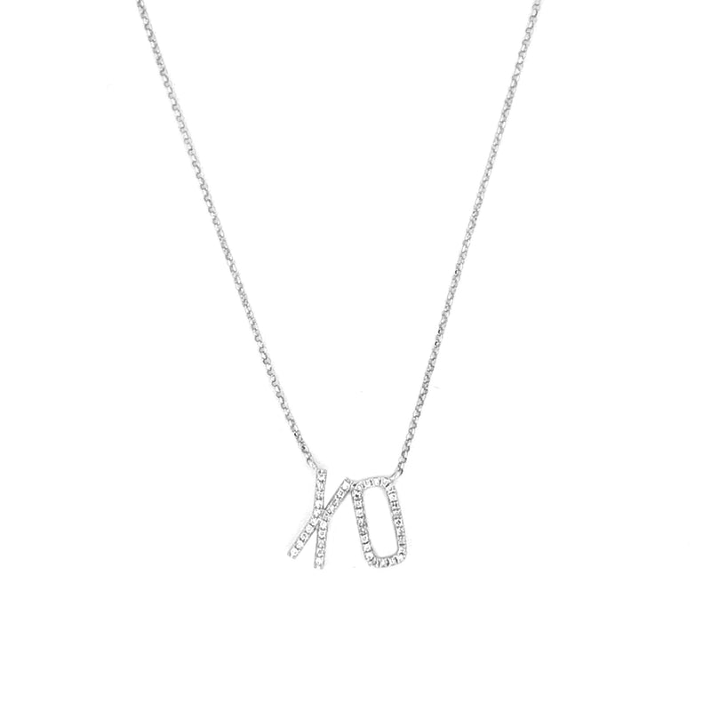 14K Gold XO Diamond Pendant Necklace
