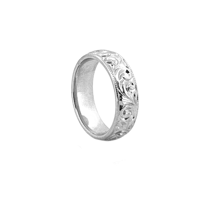 14K Gold Mens 5.9MM Filigree Band