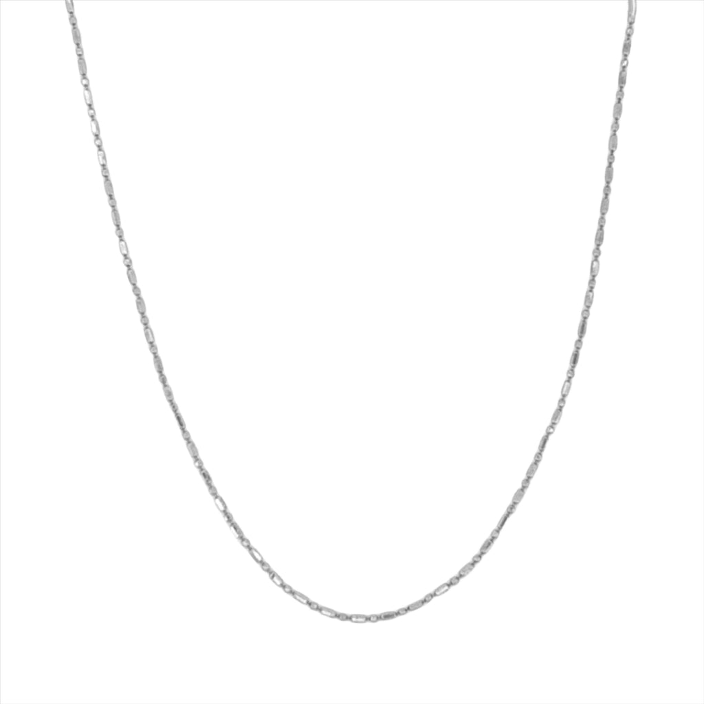 14K Gold Thin Diamond Cut Bar and Ball Necklace