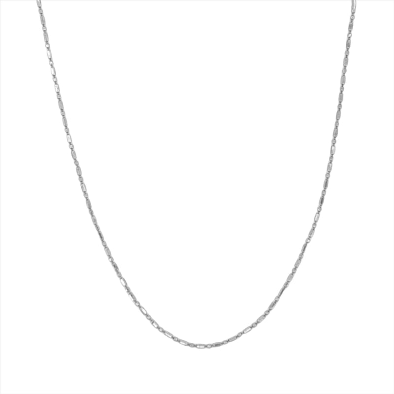 14K Gold Thin Diamond Cut Bar and Ball Necklace