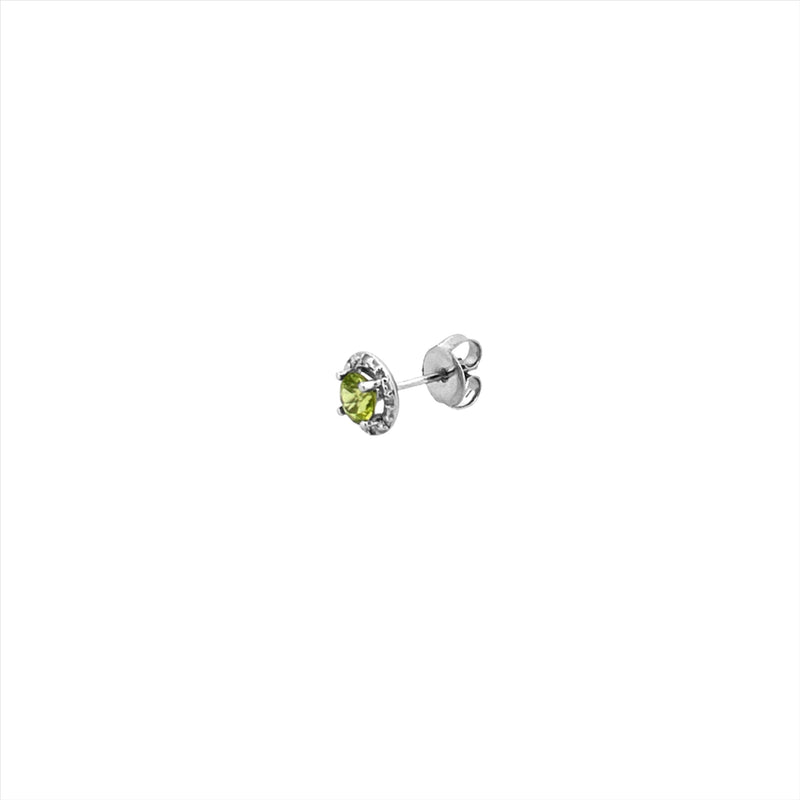 14K Gold Round Green Citrine Halo Earrings