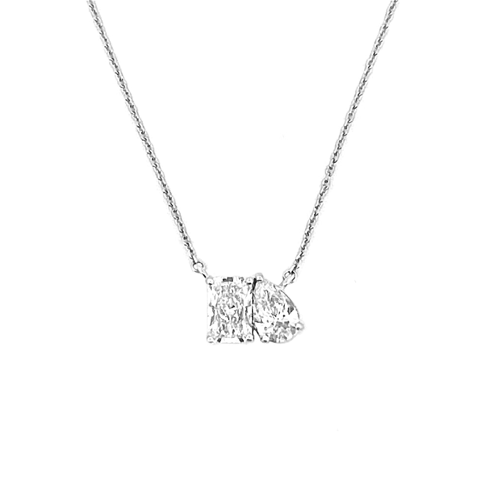 14K Gold Lab Grown Pear and Radiant Basket Set Pendant Necklace