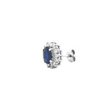 14K Gold Sapphire Floral Diamond Halo Earrings