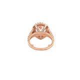 14K Gold Pear Cut Morganite Double Halo Split Shank Cathedral Engagement Ring