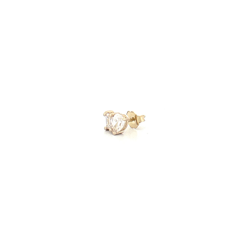 14K Gold Toi et Moi Emerald and Pear Lab Grown Diamond Earring