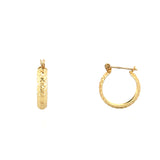 14K Gold Diamond Cut Hoop Earrings