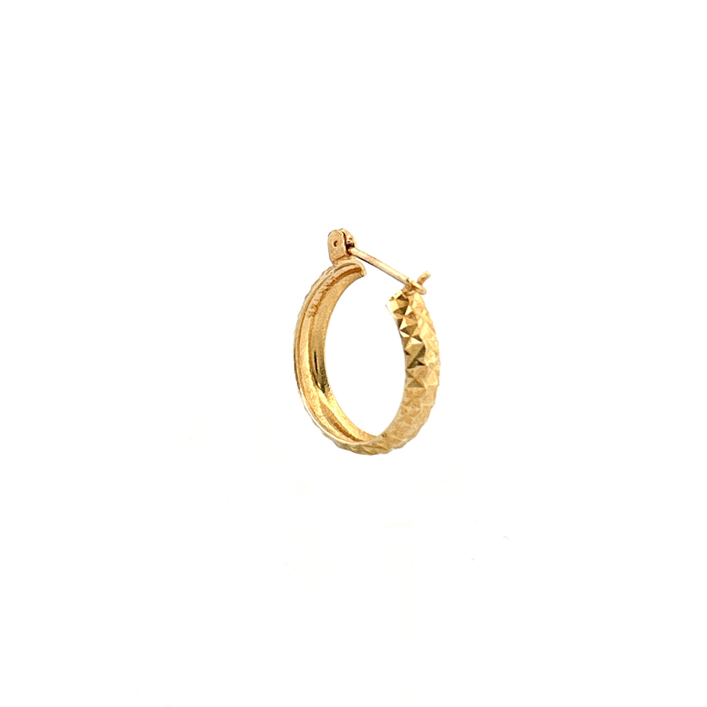 14K Gold Diamond Cut Hoop Earrings