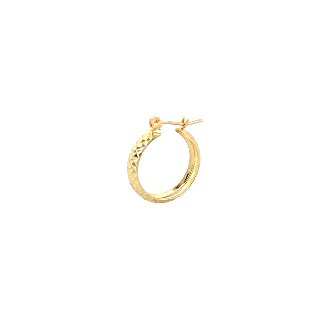 14K Gold Diamond Cut Hoop Earrings
