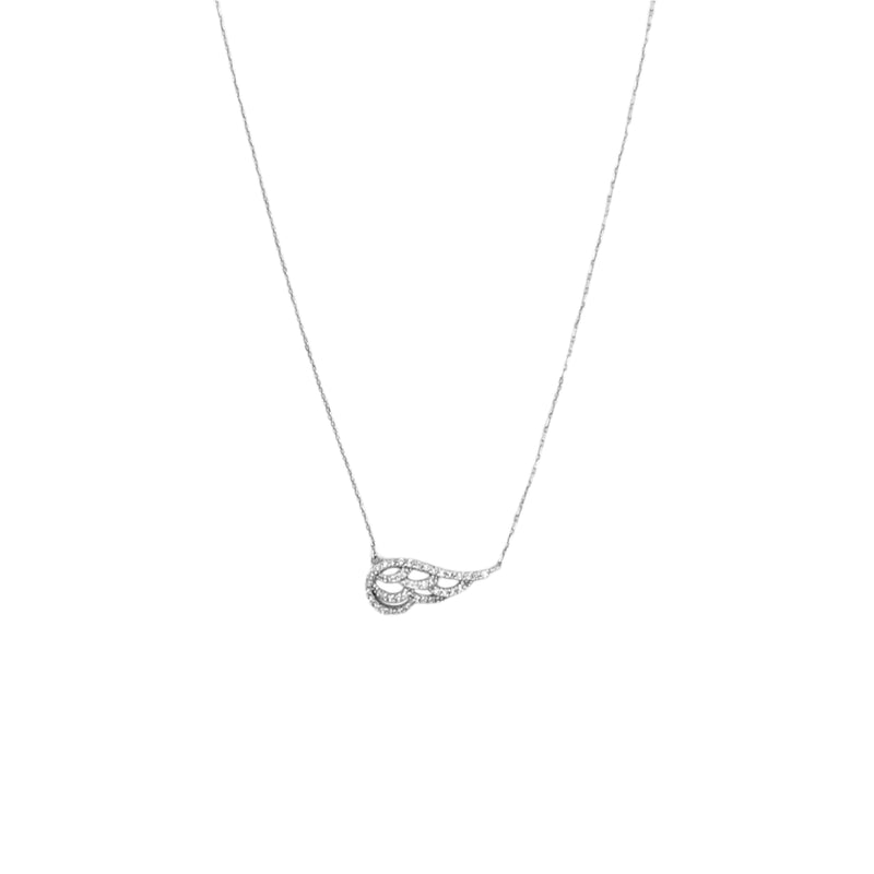 14K White Gold Diamond Angel Wing Band