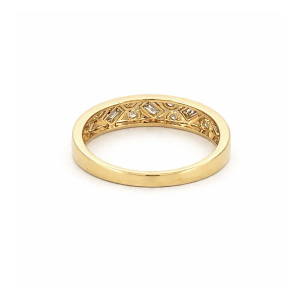 14K Gold Oblique Baguette and Round Diamond Fashion Band – David's ...