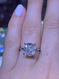 14K Gold 4.00 Carat Cushion Lab Grown Diamond Solitaire Engagement Ring