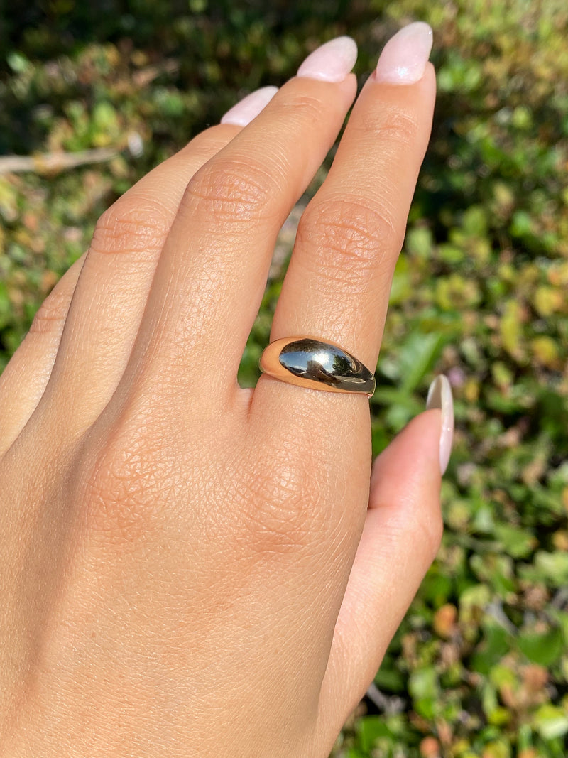14K Gold Thin Domed Style Band