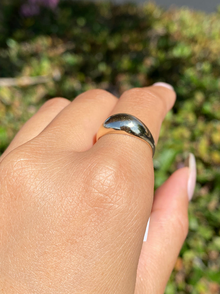 14K Gold Thin Domed Style Band