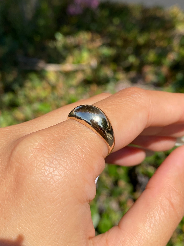 14K Gold Thin Domed Style Band
