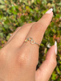 14K Gold Tri Hollow Heart Band
