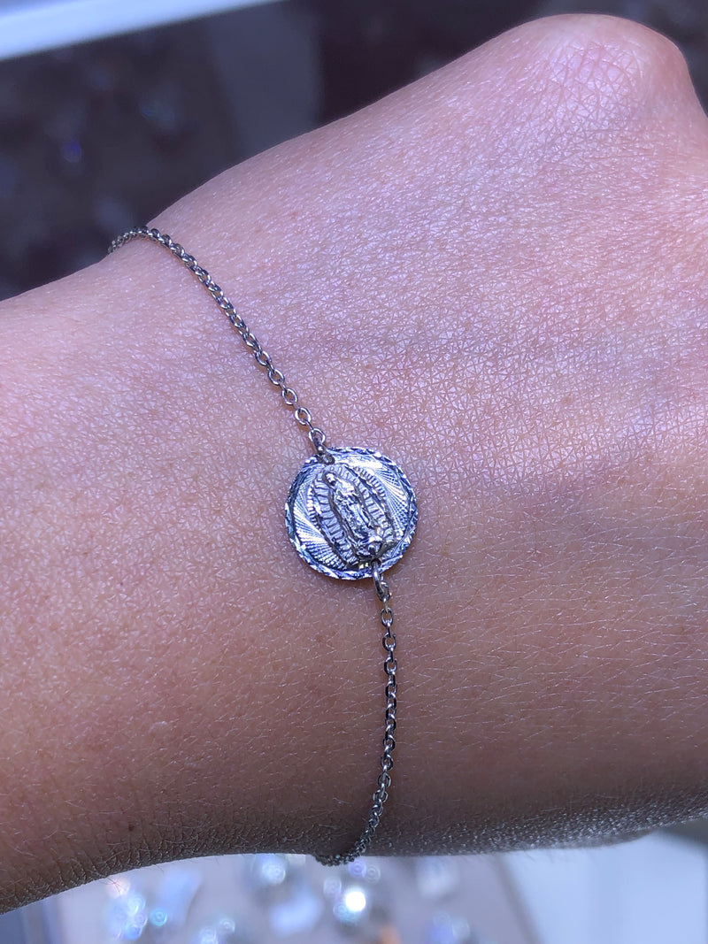 14K Gold Virgin Mary Charm Bracelet