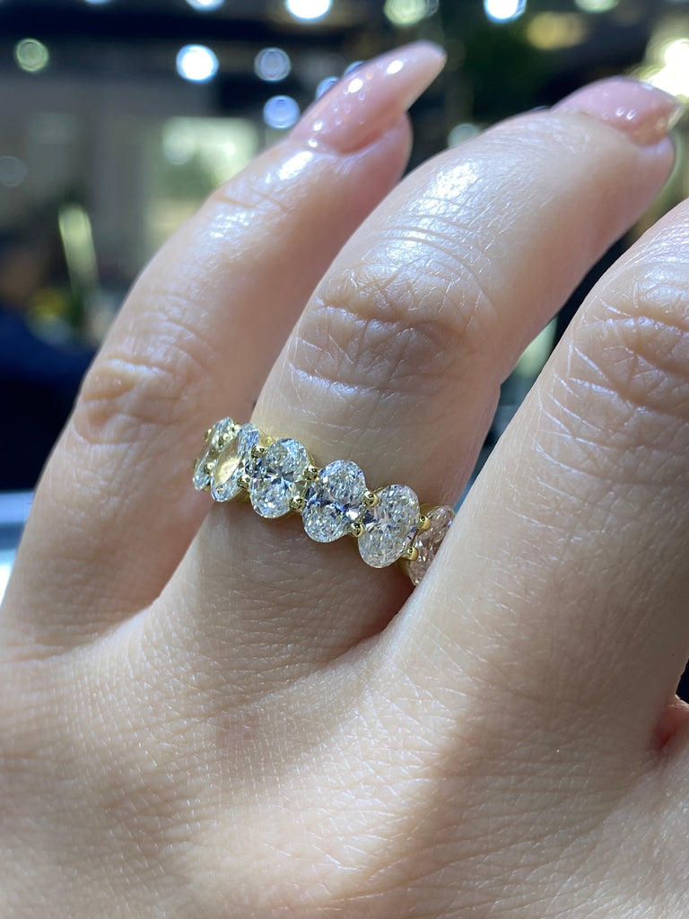 14K Gold 0.50 Carat Each Oval Lab Grown Diamond Eternity Band