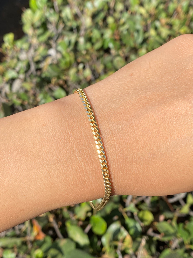 14K Gold Thin 3MM Miami Cuban Bracelet