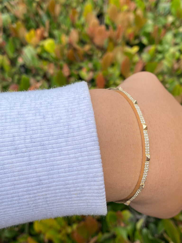 14K Gold Mini Spiked Diamond Bangle