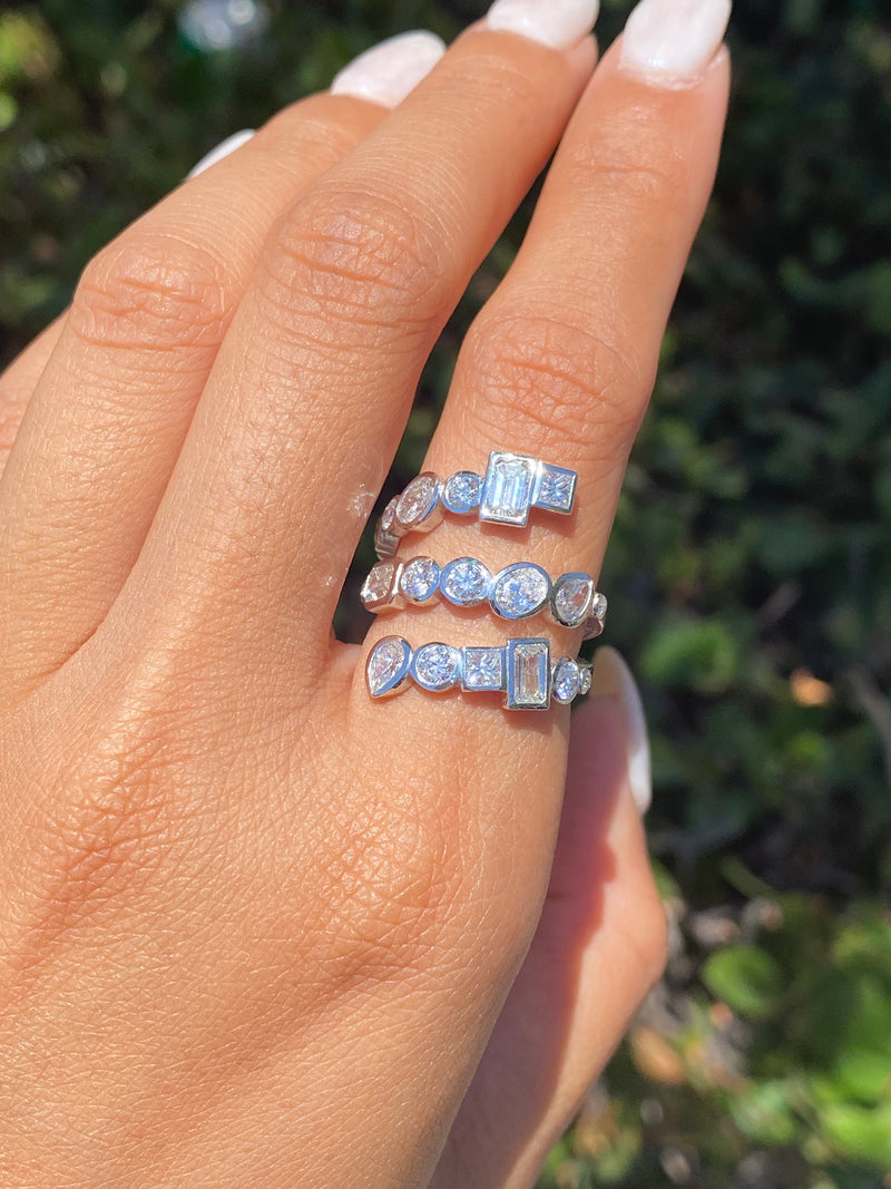 14K Gold Wrapped Multi Shape Fashion Ring