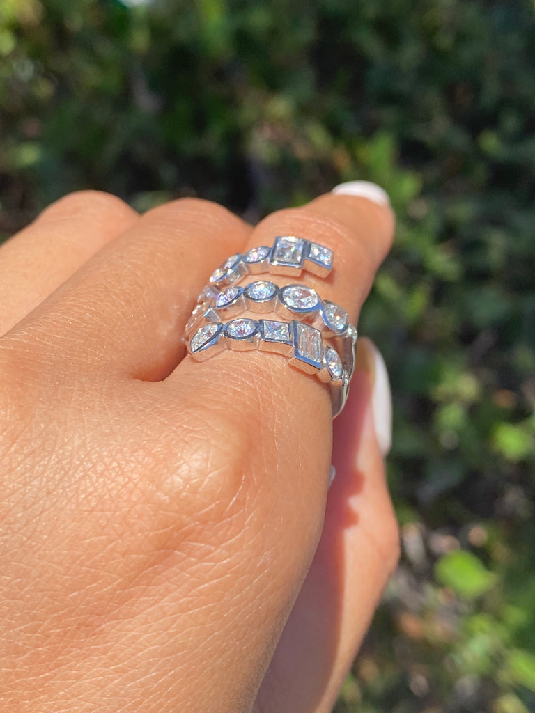 14K Gold Wrapped Multi Shape Fashion Ring