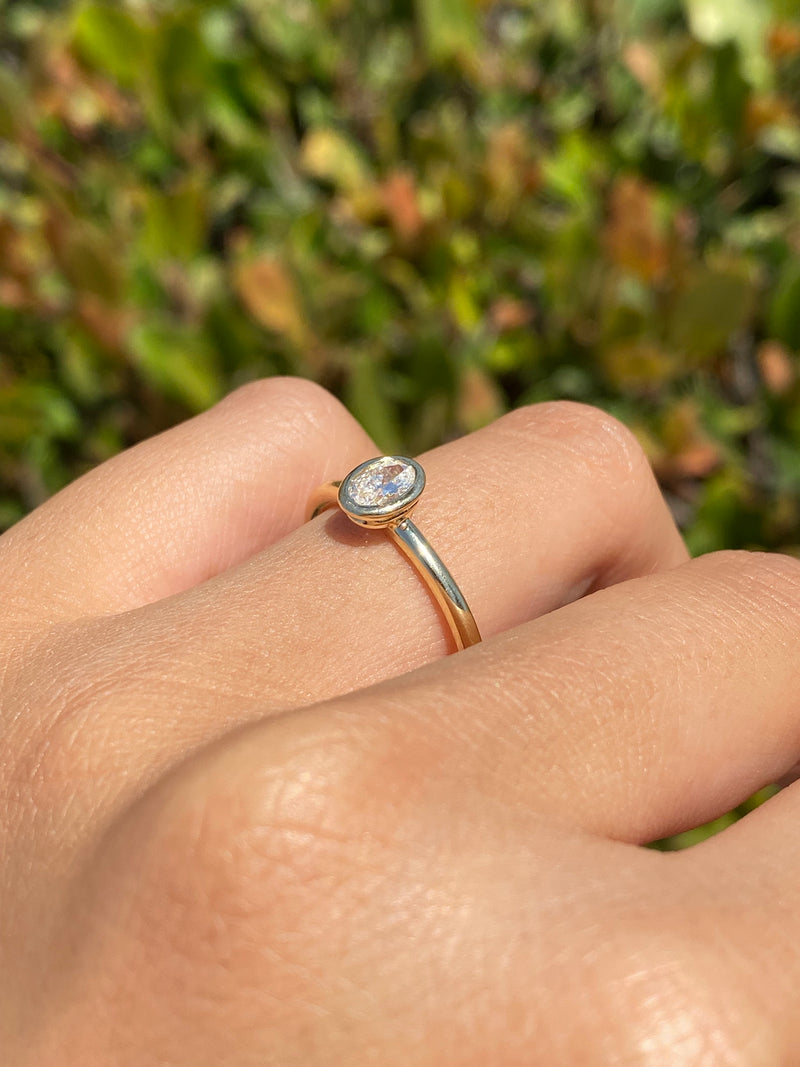 14K Gold Oval Bezel Diamond Band