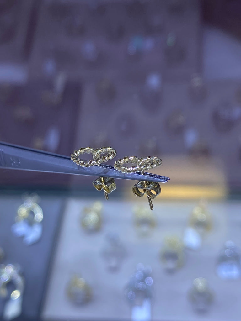 14K Gold Rope Heart Earrings