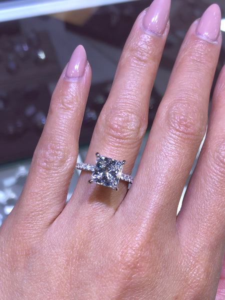 14K Gold Carat Princess Cut Lab-Grown Diamond 3D Band