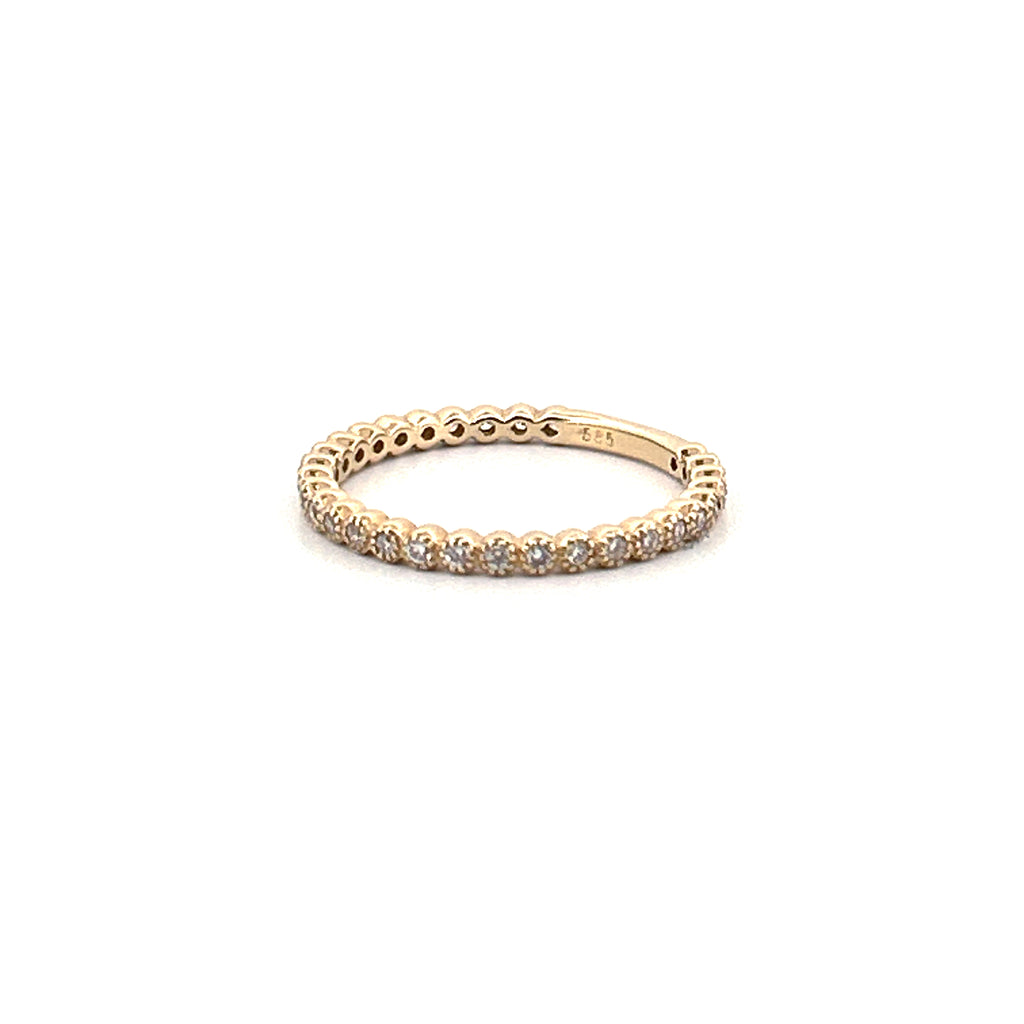 14K Gold Diamond Antique Style Art Deco Bezel Setting 3/4 Band