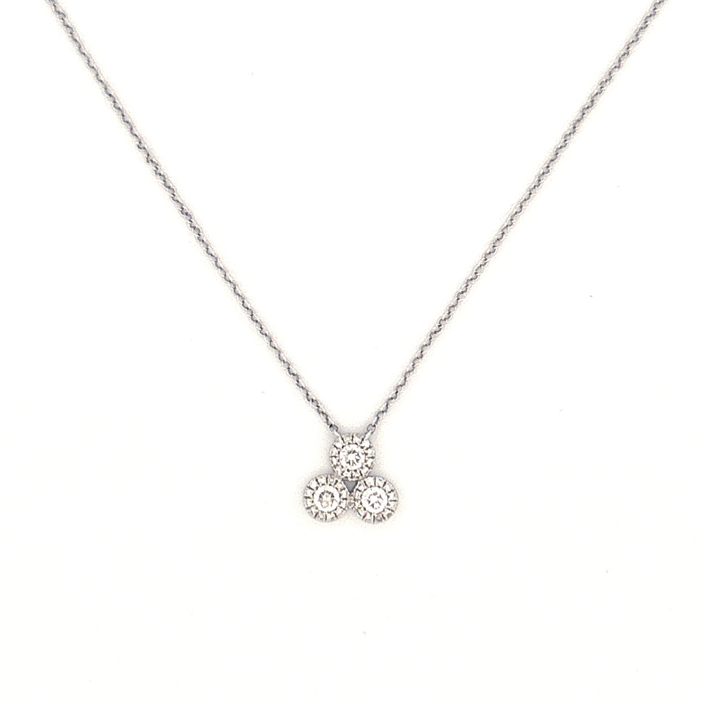 14K Gold Triple Round Halo Diamond Pendant