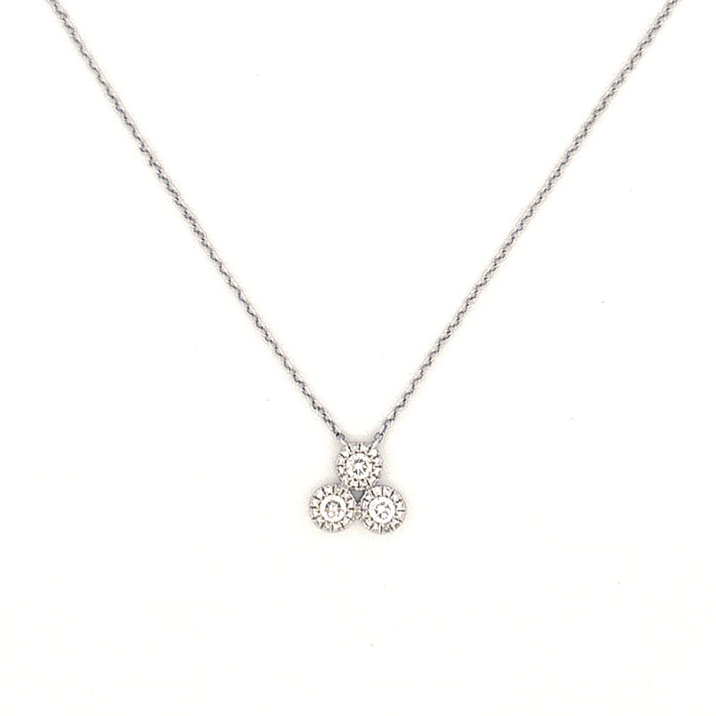 14K Gold Triple Round Halo Diamond Pendant