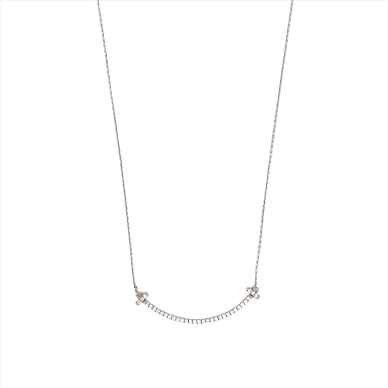 14K Gold Smile Bar Diamond Pendant Necklace