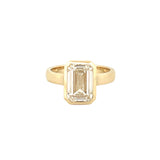 14K Gold 4.50 Carat Lab Grown Emerald Bezel Diamond Solitaire Engagement Ring