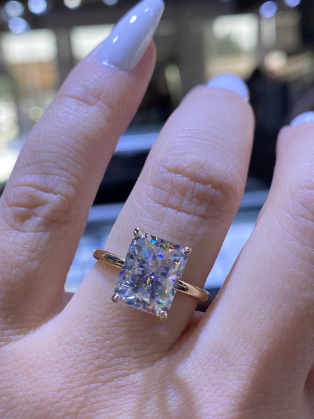 14K Gold Carat Radiant Cut Moissanite Solitaire Engagement