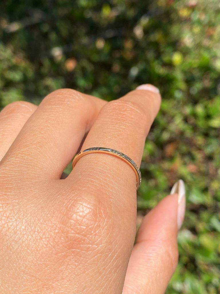 14K Gold Spaced Diamond Cut Fashion Band
