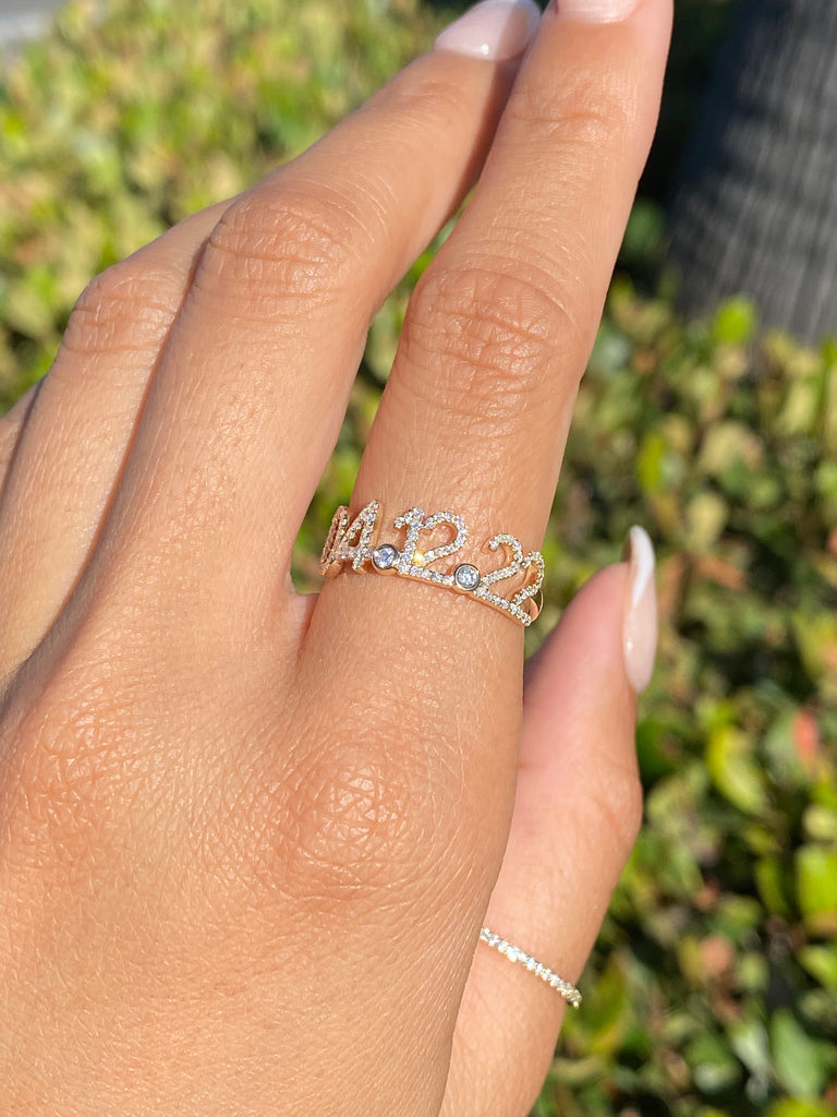 14K Gold Special Date Diamond Ring